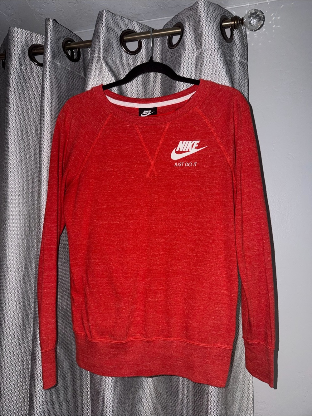 Nike Women’s Red Crew Sweatshirt with White Logo